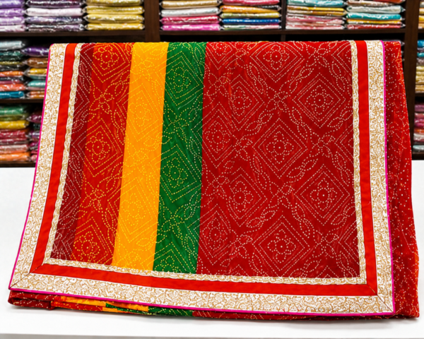 2026/07/1000438968-1.png Zylec Culture Women's Traditional Bandhani Saree | Premium Rajasthani Bandhej Print | Golden Border | Festive & Wedding Wear