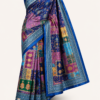 Zylec Culture Women's Premium Designer Silk Saree | Blue Multi-Color Printed Ethnic Saree with Rich Border