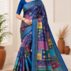 Zylec Culture Women's Premium Designer Silk Saree | Blue Multi-Color Printed Ethnic Saree with Rich Border