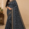 2026/07/1000440351.png Zylec Culture Women's Premium Grey Designer Printed Saree with Matching Blouse Piece | Soft Elegant Ethnic Wear