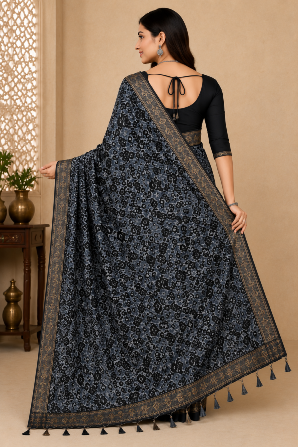 2026/07/1000440352.png Zylec Culture Women's Premium Grey Designer Printed Saree with Matching Blouse Piece | Soft Elegant Ethnic Wear