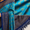 2026/07/1000440361-1.png Premium Blue Woven Silk Blend Saree with Golden Floral Motifs & Rich Border