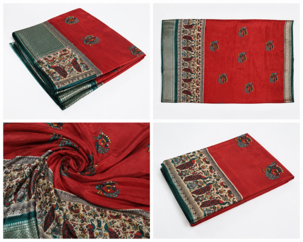 2026/07/1000440763.png Zylec Culture Women's Red Printed Traditional Saree with Designer Border