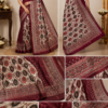 1000440768.png Zylec Culture Women's Maroon & Cream Printed Designer Saree with Elegant Border