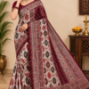1000440769.png Zylec Culture Women's Maroon & Cream Printed Designer Saree with Elegant Border