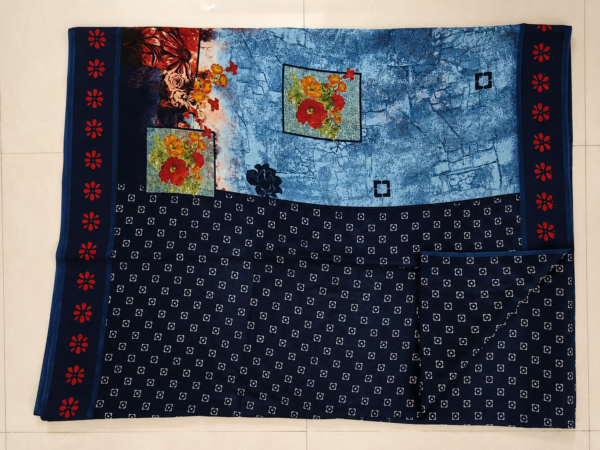 2026/07/1000440790.png Zylec Culture Women's Navy Blue Floral Printed Designer Saree with Matching Blouse Piece