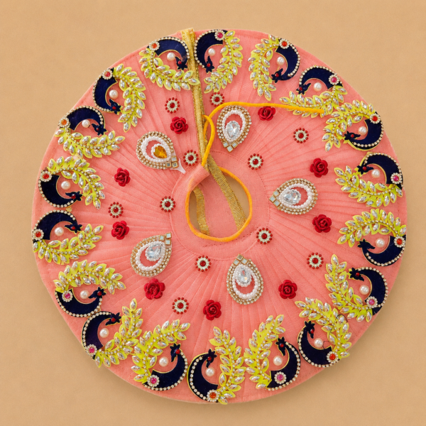 file_000000000dc0820baa76b6aee66ced374598835216489804923 Shri Krishna Ji Pink Poshak – Handcrafted Vrindavan Vastra Collection for Laddu Gopal size 4 Inch