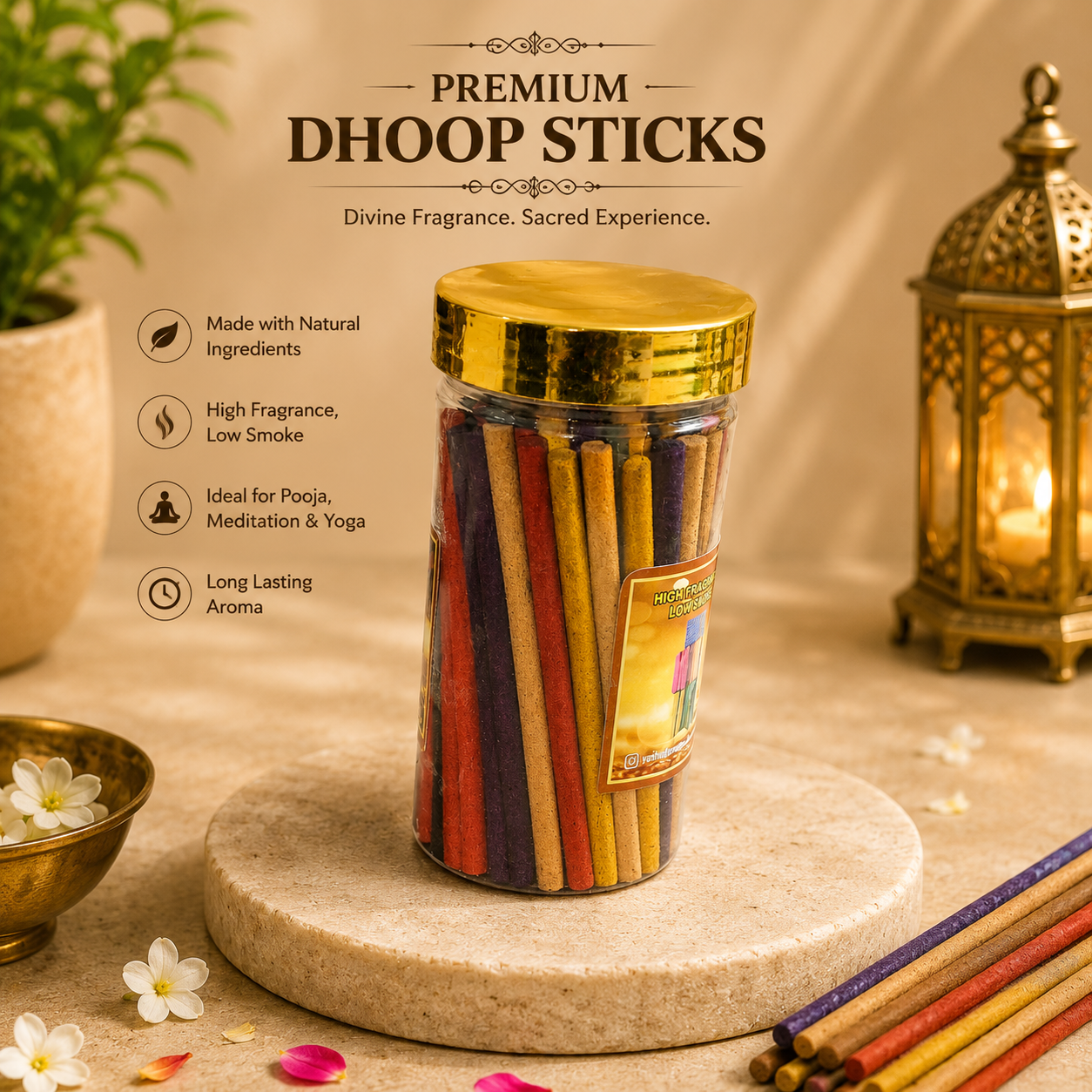 file_000000001ce872088900a591ff7f4e631725897345085945516 Premium Multi Fragrance Dhoop Sticks Jar – Long Lasting Incense for Daily Puja