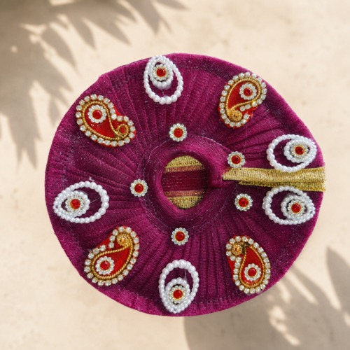 file_000000002a5c8208840f4daec2a560271035572598781991883 4 Inch Premium Maroon Designer Laddu Gopal Poshak | Handmade Thakur Ji Dress | Krishna Ji Vastra with Pearl & Stone Work