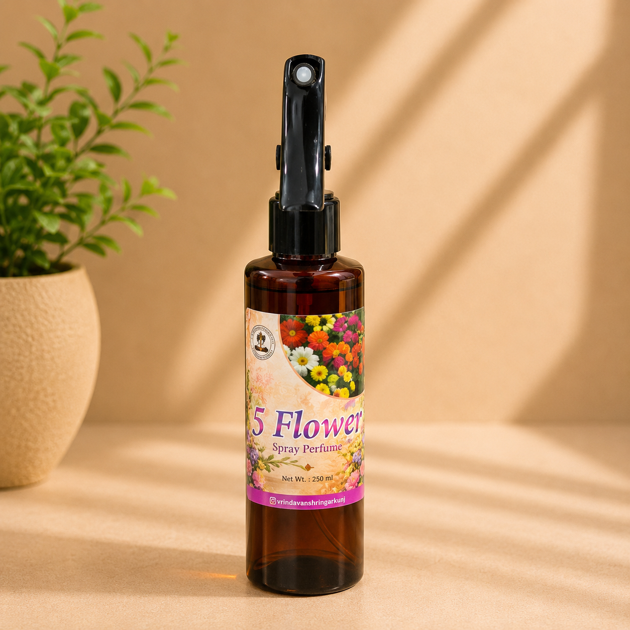 file_000000002c3071f58a06db76ed66478c1414232622326558698 Premium 5 Flowers Divine Fragrance Spray Perfume (250 ml) – Long Lasting Spiritual Room & Pooja Spray