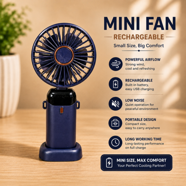 file_000000005b4c8208afee1a7f7d780f0d7590380243549648971 Portable Rechargeable Mini Hand Fan with Powerful Airflow & USB Charging – Dark Blue