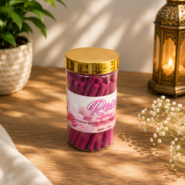 file_0000000095d472098ab8dd5880f666f95958794591003894760 Premium Vrindavan Rose Sugandhit Dhoop Batti (Natural Fragrance Incense Sticks)