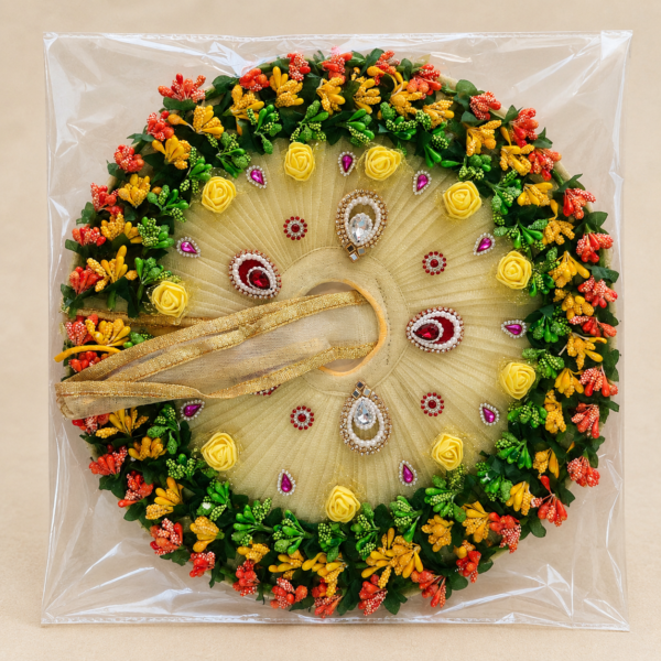 file_00000000cc5081faa00baff294c20e493776631512233967343 Premium Handcrafted Thakur Ji Vastra – Vrindavan Special (Cream Floral Design)10 Inch