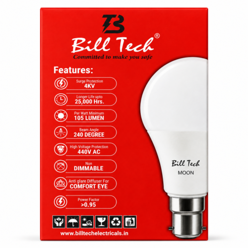 Bill Tech Moon Glow LED Bulb 9W B22 Cool White | Energy Saving LED Bulb