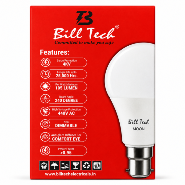 file_00000000fec08208998c4bf6d7f137f26108700849926330441 Bill Tech Moon Glow LED Bulb 9W B22 Cool White | Energy Saving LED Bulb