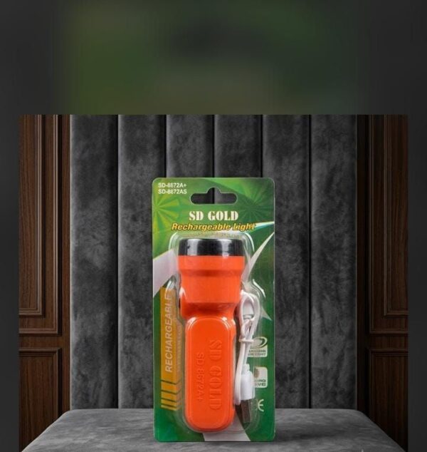 SD Gold LED Flashlight | High Brightness Rechargeable Torch | Long Backup | Portable Emergency Light
